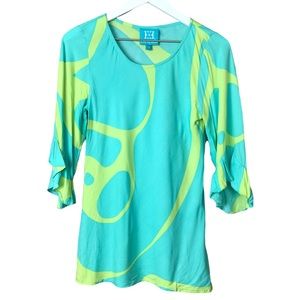 Escapada Sea Foam Green Bell Sleeve Coastal Tunic Top Women Sz S